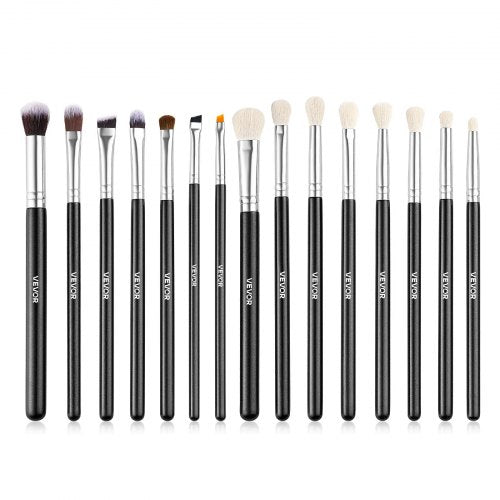 15-Piece Makeup Brush Set for Foundation Blending Eyeshadow, Professional Vegan Brushes with Soft Synthetic Bristles, Ergonomic Wood Handle & Aluminum Ferrule, Portable and Travel-Friendly