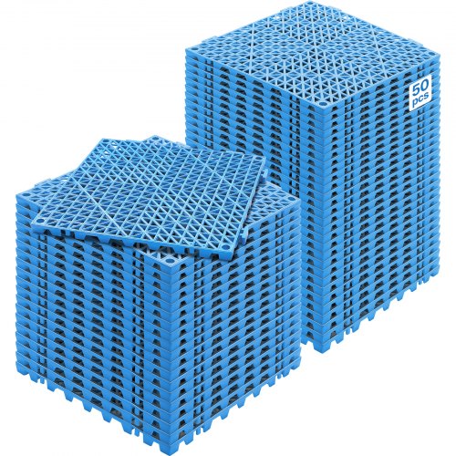 Modulär sammankopplande dynor, 50-pack 30 x 30 cm skarvningsdräneringsmattor, mjuka PVC-sammankopplande dräneringsgolvplattor, halkfria dräneringshål för toalett, badrum, kök, pool, våtutrymme, blå
