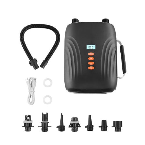 20PSI paddelbrädspump, laddningsbart batteridriven, tvåstegs uppblåsning och tömning av SUP-luftpump med automatisk avstängningsfunktion och 12V DC-bilkontakt, perfekt för uppblåsbara båtar, tält och madrasser