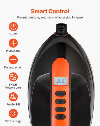 Paddle Board Pump, 20PSI High Pressure Electric SUP Air Pump, 70 L/Min Inflating Speed SUP Inflator with Auto-Off and 12V DC Car Connector, Ideal for Inflatable Paddle Board, Tent and Mattress