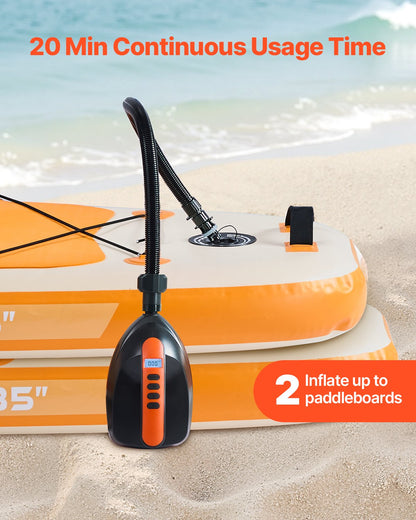 Paddle Board Pump, 20PSI High Pressure Electric SUP Air Pump, 70 L/Min Inflating Speed SUP Inflator with Auto-Off and 12V DC Car Connector, Ideal for Inflatable Paddle Board, Tent and Mattress