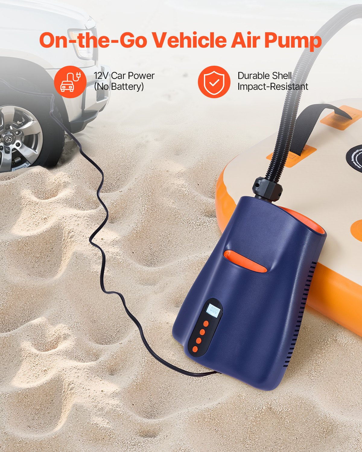 Paddle Board Pump, 22PSI High Pressure, Dual Stage Inflation & Deflation SUP Air Pump with Auto-Off Function and 12V DC Car Connector, Ideal for Inflatable Paddle Board, Tent and Mattress