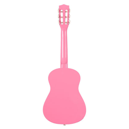 Classical Guitar, 780 mm, Wood Classical Guitar Starter Kit for Beginners, with Nylon Strings, Gig Bag, Strap, Tuner, Extra Strings, Picks, Capo, Basswood, for Kids Girls Boys Students, Pink