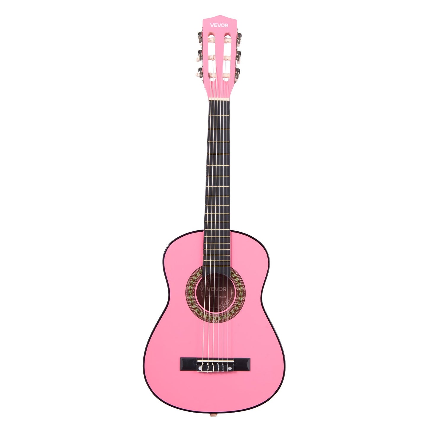 Classical Guitar, 780 mm, Wood Classical Guitar Starter Kit for Beginners, with Nylon Strings, Gig Bag, Strap, Tuner, Extra Strings, Picks, Capo, Basswood, for Kids Girls Boys Students, Pink