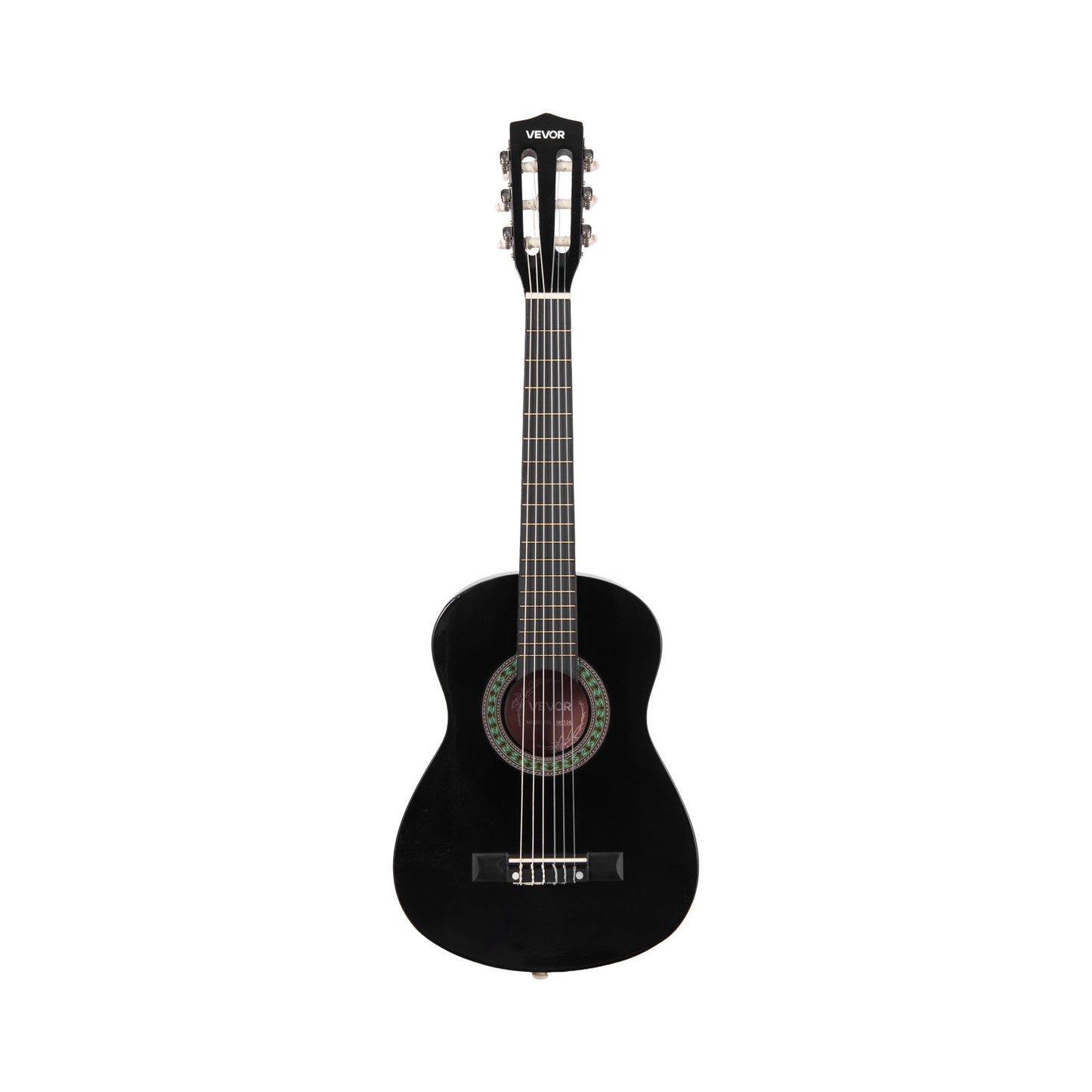 Classical Guitar, 780 mm, Wood Classical Guitar Starter Kit for Beginners, with Nylon Strings, Gig Bag, Strap, Tuner, Extra Strings, Picks, Capo, Basswood, for Kids Girls Boys Students, Black