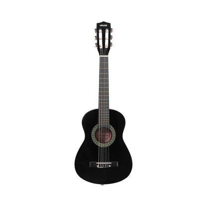 Classical Guitar, 780 mm, Wood Classical Guitar Starter Kit for Beginners, with Nylon Strings, Gig Bag, Strap, Tuner, Extra Strings, Picks, Capo, Basswood, for Kids Girls Boys Students, Black
