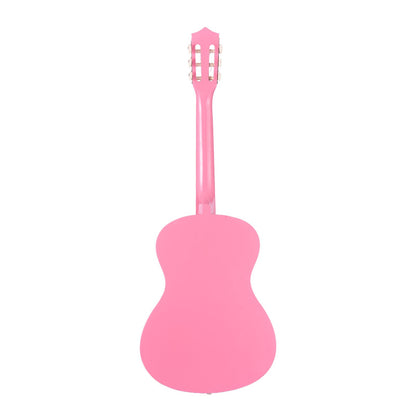 Classical Guitar, 960 mm, Wood Classical Guitar Starter Kit for Beginners, with Nylon Strings, Gig Bag, Strap, Tuner, Extra Strings, Picks, Capo, Basswood, for Teenagers Adults Students, Pink