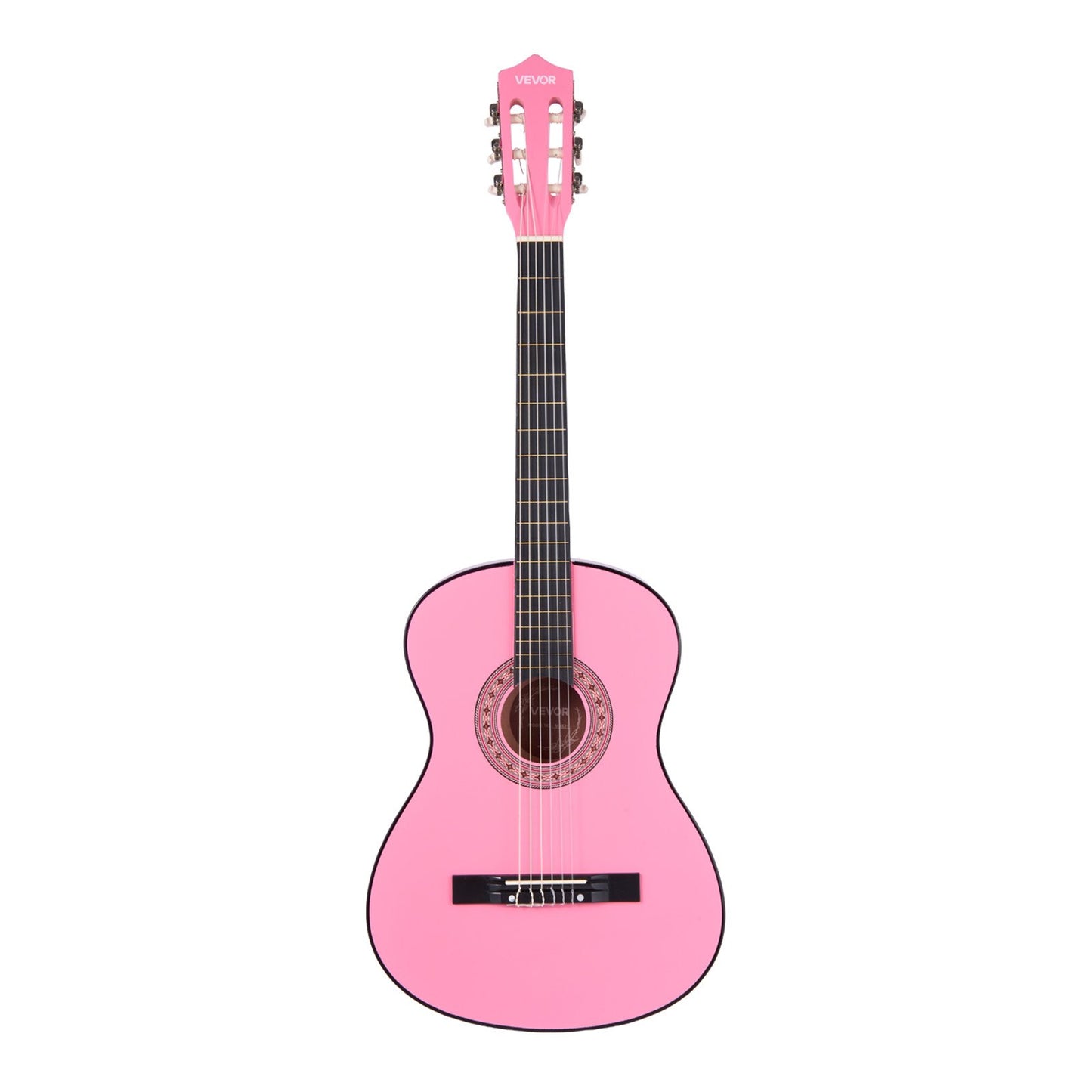 Classical Guitar, 960 mm, Wood Classical Guitar Starter Kit for Beginners, with Nylon Strings, Gig Bag, Strap, Tuner, Extra Strings, Picks, Capo, Basswood, for Teenagers Adults Students, Pink