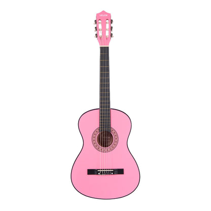 Classical Guitar, 960 mm, Wood Classical Guitar Starter Kit for Beginners, with Nylon Strings, Gig Bag, Strap, Tuner, Extra Strings, Picks, Capo, Basswood, for Teenagers Adults Students, Pink
