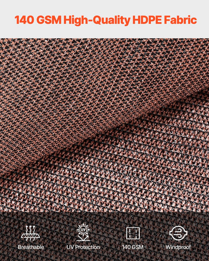 90% Sun Shade Cloth, 10 x 12 ft Pergola Shade Cover with Stainless Steel Grommets, Sun Shades Canopy Privacy Screen with 140 GSM HDPE Material, for Outdoor, Patio, Garden, and Backyard (Brown)