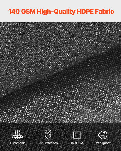 90 % solskyddsduk, 10 x 12 fot pergolaskydd med rostfria stålöljetter, solskyddstak med insynsskydd av 140 GSM HDPE-material, för utomhusbruk, uteplats, trädgård och bakgård (svart)