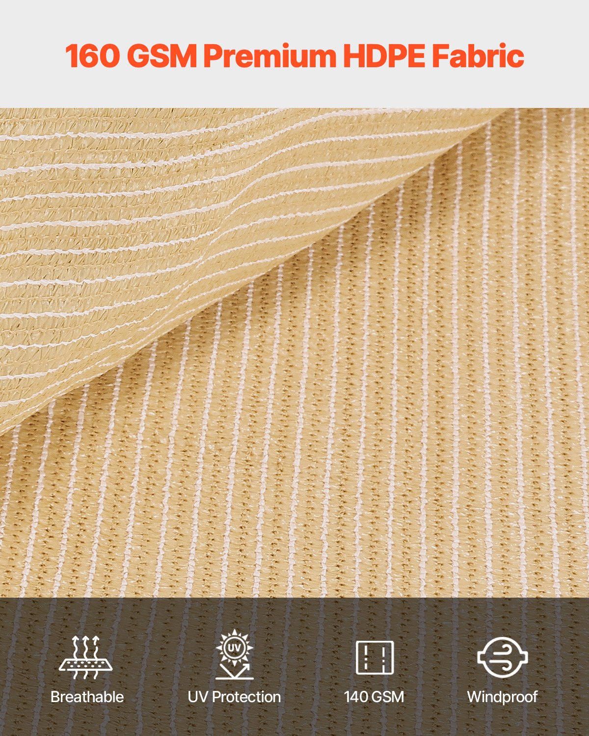 90 % solskyddsduk, 12 x 20 fot pergolaskydd med rostfria stålöljetter, solskyddstak med insynsskydd av 160 GSM HDPE-material, för utomhusbruk, uteplats, trädgård och bakgård (beige)