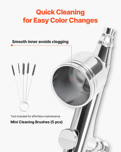 Airbrush Kit, 1/6 HP, Air Brush Kit with Air Compressor, 1 Dual-Action Professional Airbrush with 3 Tips, Hose, Holder, Cleaning Set, Low Noise, for Cake Decorating, Model Painting, Nail Art