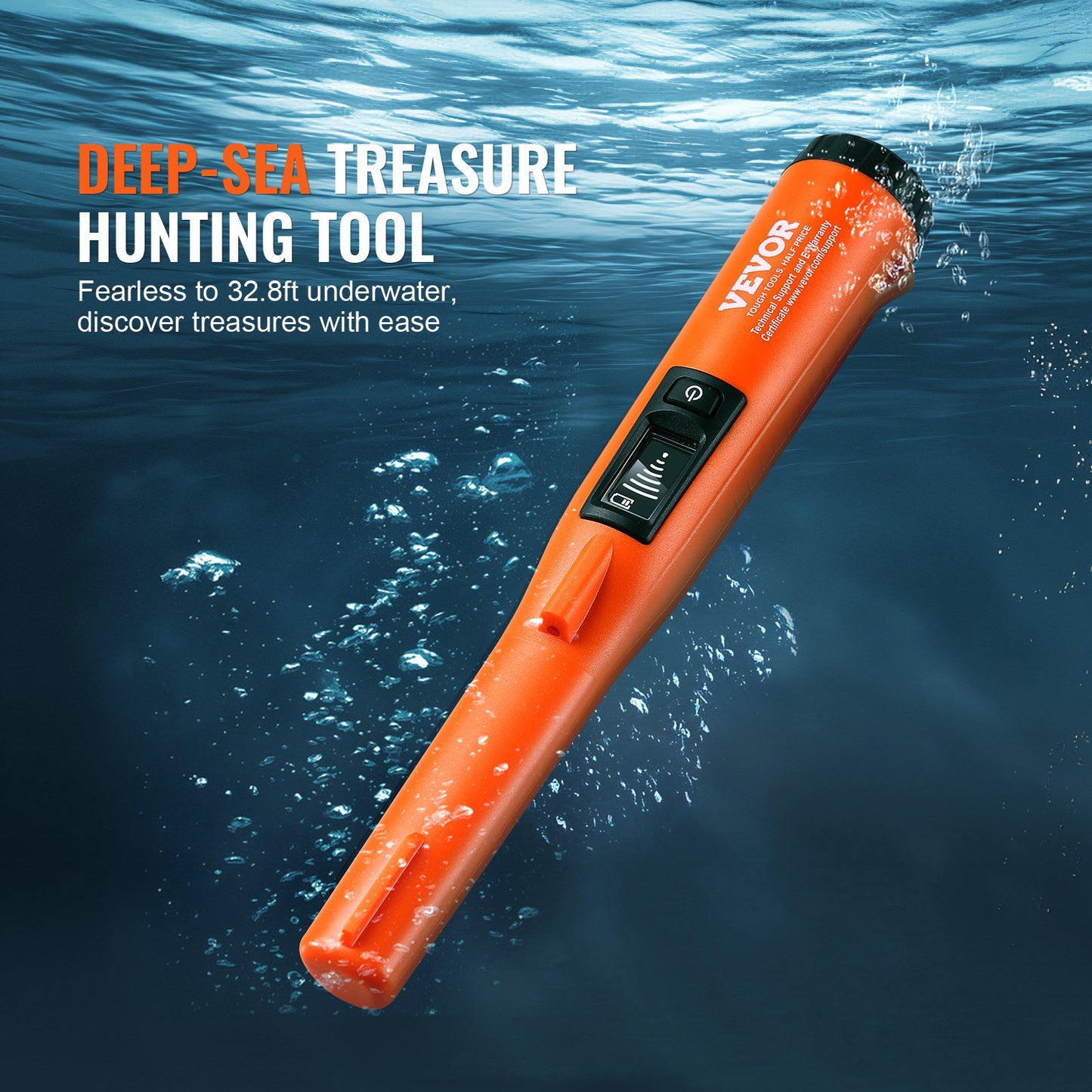 Metal Detector Pinpointer, IP68 Fully Waterproof Handheld Pin Pointer Wand, 114mm/4.5" Detection Depth, 3 Modes, LCD Screen, Treasure Hunting Probe with Holster and 9V Battery, for Adults and Kids