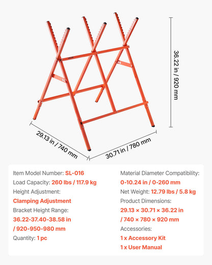Sågbockar, 2-pack hopfällbara arbetsbockar, 117,9 kg lastkapacitet Sågbock med kraftiga ben, justerbar höjd sågbock med halkfria fotplattor, för träbearbetning, snickare och entreprenörer