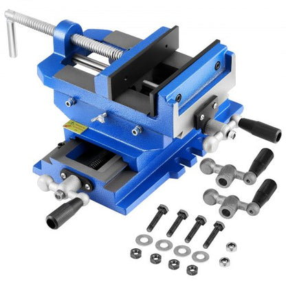 Cross Slide Drill Press Vise, 4 Inch Jaw Width, 2 Way X-Y Axis Bench Vise, 3.5 Inch Max Jaw Opening, Heavy Duty Cast Iron, Workbench Vice Clamp, for Woodworking Drilling CNC Milling Machine