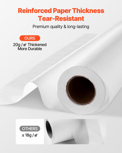 Undersökningsbordspapper, 21" x 225 fot släta barriärrullar (12 st), engångslakansöverdrag för sängbord, perfekt för spa, daghem, läkare, kiropraktorer, undersöknings- och massagebord, vit