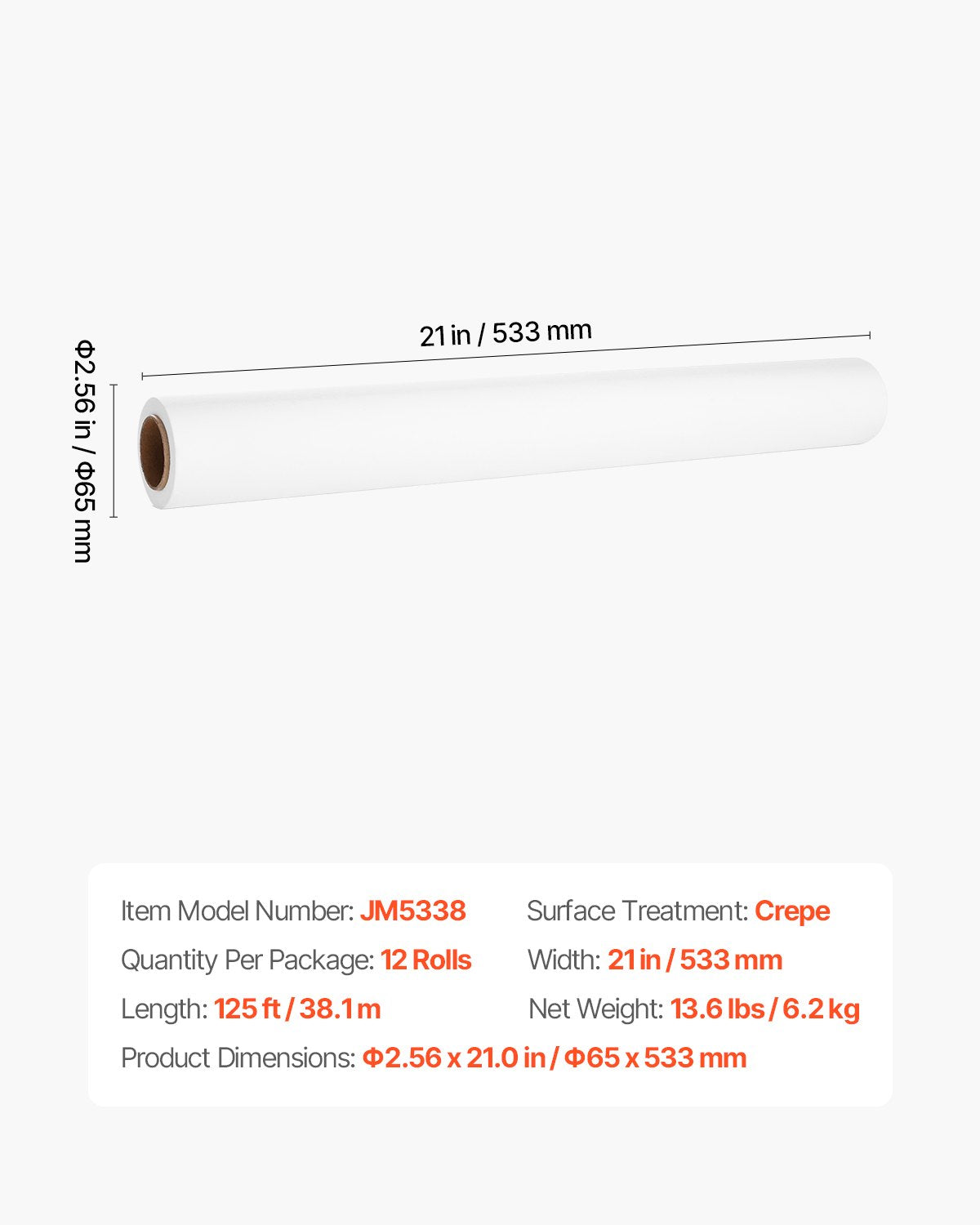 Medical Exam Table Paper, 21" x 125 ft Crepe Barrier Cover Rolls(12 Pcs), Disposable Bed Table Sheet Cover, Ideal for Spas, Daycares, Doctors, Chiropractors, Examination & Massage Tables, White