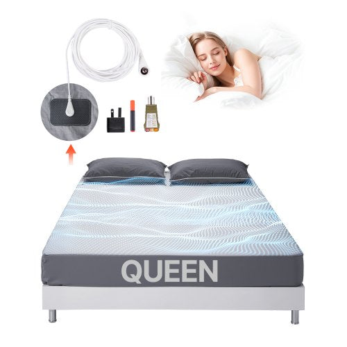 Grounding Sheets, Queen Size, 95% Cotton + 5% Pure Silver Fiber, Earth Grounded Fitted Bed Sheets, with Grounding Cord & Tester, for Improved Sleep & Wellness (Gray, Queen - 1525 x 2030 x 5 mm)