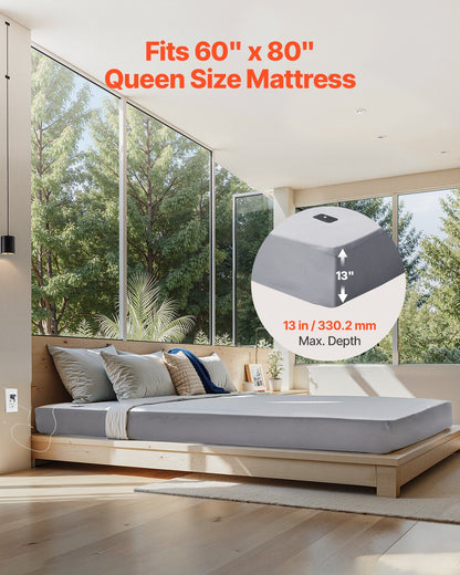 Grounding Sheets, Queen Size, 95% Cotton + 5% Pure Silver Fiber, Earth Grounded Fitted Bed Sheets, with Grounding Cord & Tester, for Improved Sleep & Wellness (Gray, Queen - 1525 x 2030 x 5 mm)