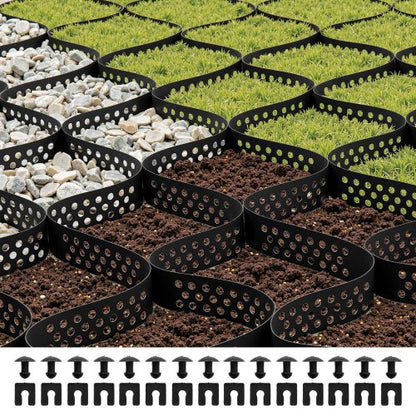 Gravel Grid, 2 Inch Depth, 17.06 x 8.86 FT / 5200 x 2700 mm, 1880 LBS Per Sq ft Grass Ground Retainer, Permeable Geo Grids Driveway Stabilization, for Garden, Patio, Walkway, RV Parking Slopes