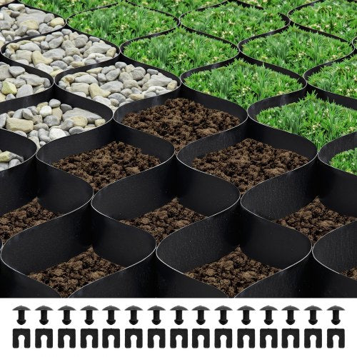 Gravel Grid, 2 Inch Depth, 26.87 x 3.94 FT / 8200 x 1200 mm, 1880 LBS Per Sq ft Grass Ground Retainer, Permeable Geo Grids Driveway Stabilization, for Garden, Patio, Walkway, RV Parking Slopes