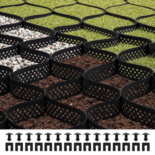 Gravel Grid, 3 Inch Depth, 24.93 x 9.52 FT / 7600 x 2900 mm, 1880 LBS Per Sq ft Grass Ground Retainer, Permeable Geo Grids Driveway Stabilization, for Garden, Patio, Walkway, RV Parking Slopes