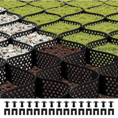 Gravel Grid, 4 Inch Depth, 17.06 x 8.86 FT / 5200 x 2700 mm, 1880 LBS Per Sq ft Grass Ground Retainer, Permeable Geo Grids Driveway Stabilization, for Garden, Patio, Walkway, RV Parking Slopes
