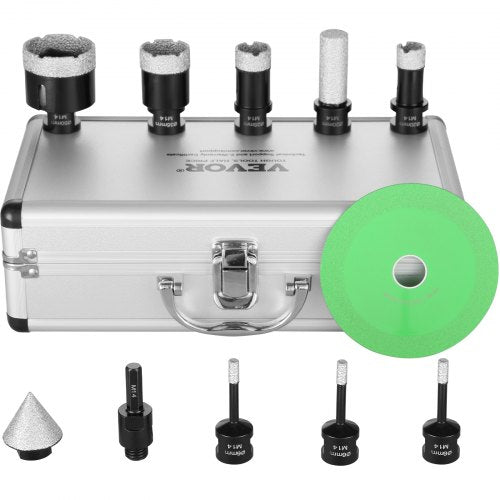 Diamond Core Drill Bit Set, 7 PCS 6/6/6/20/25/35/50mm Diamond Hole Saw Kit, with Finger Milling Bit Cone Bit Saw Blade and Storage Case for Dry and Wet, Diamond Drill Bits for Tile Ceramic