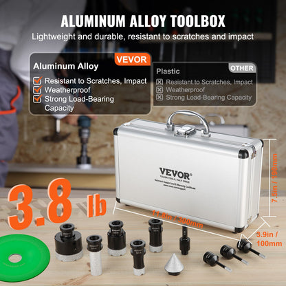 Diamond Core Drill Bit Set, 7 PCS 6/6/6/20/25/35/50mm Diamond Hole Saw Kit, with Finger Milling Bit Cone Bit Saw Blade and Storage Case for Dry and Wet, Diamond Drill Bits for Tile Ceramic