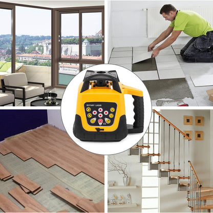 Roterande lasernivåkit, röd stråle, digital självnivellerande, roterande laserkit, 500 m räckvidd med fjärrkontroll, mottagare, bärväska