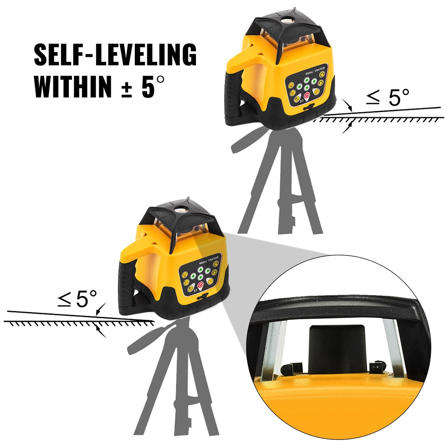 Rotary Laser Level Green Beam 500m Range Slope Adjustable 360° Spinning Accurate with Remote Control Receiver Carrying Case