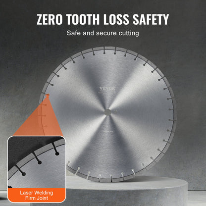 Diamond Blade, 14inch/350mm Concrete Saw Blade Wet or Dry, 0.39inch/10mm Flat Teeth Diamond Segment Blade, Universal 1 inch/25.4 mm Center Hole Diameter, for Concrete Cement Board Tile Brick