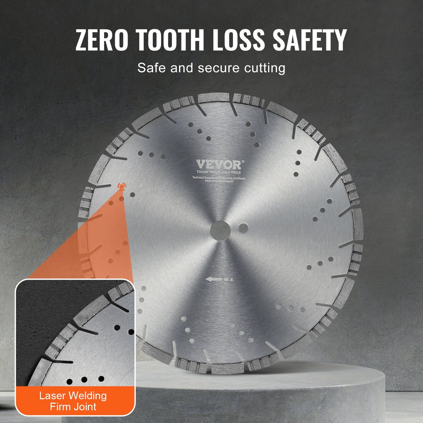 Diamantklinga, 14 tum/350 mm betongsågklinga för vått eller torrt bruk, 0,47 tum/12 mm sneda tänder diamantsegmentklinga, universal 1 tum/25,4 mm centrumhålsdiameter, för betong, cementskiva, kakel, tegel