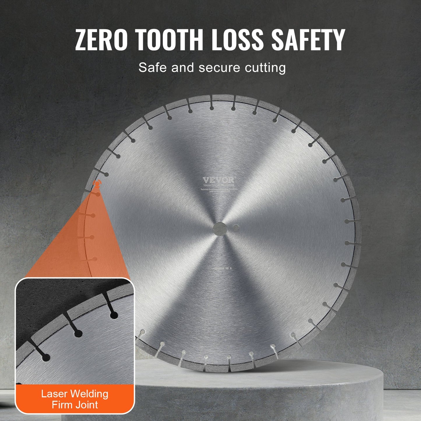 Diamond Blade, 18inch/450mm Concrete Saw Blade Wet or Dry, 0.47inch/12mm Flat Teeth Diamond Segment Blade, Universal 1 inch/25.4 mm Center Hole Diameter, for Concrete Cement Board Tile Brick