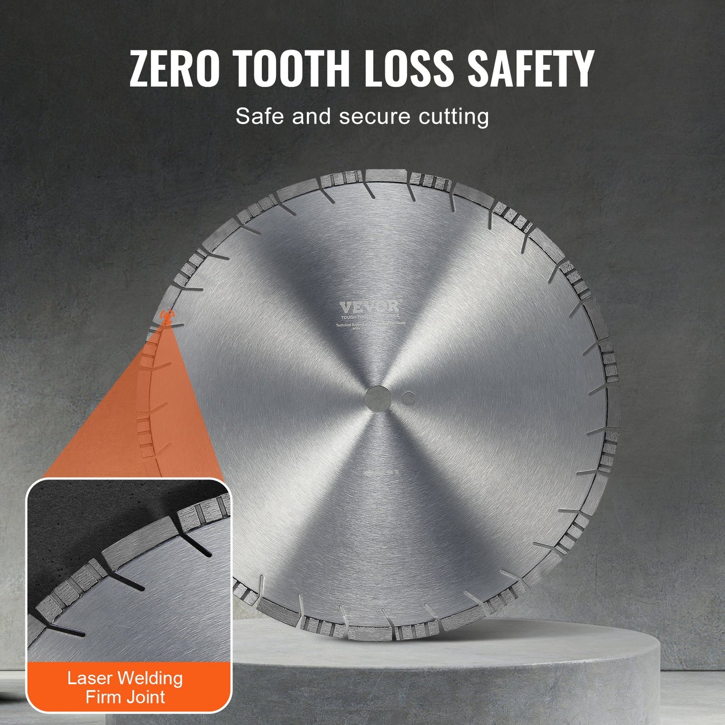 Diamond Blade, 18inch/450mm Concrete Saw Blade Wet or Dry, 0.47inch/12mm Slanted Teeth Diamond Segment Blade, Universal 1 inch/25.4 mm Center Hole Diameter, for Concrete Cement Board Tile Brick