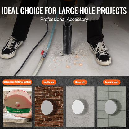 Core Drill Bit, 6.3 cm Wet/Dry Diamond Core Drill Bits for Brick and Block, Concrete Core Drill Bit with Pilot Bit Adapter and Saw Blade, 24.1 cm Drilling Depth, 1.6 cm-11 Inner Thread, Laser Welding