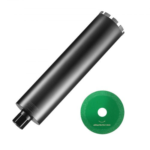 Core Drill Bit, 10.8 cm Wet Diamond Core Drill Bits, 35.6 cm Drilling Depth Concrete Core Drill Bit with Saw Blade, 3.2 cm-7 Inner Thread, Laser Welding, Diamond Wet Coring Bit for Concrete Brick