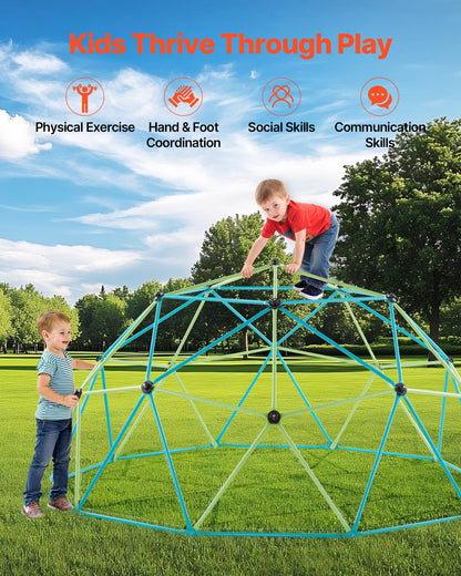 Klätterkupol, 305 cm geometrisk kupolklättrare med fatgunga, 453 kg belastning för barn, klätterställning för utomhusbruk, enkel montering för klättergård för pojkar och flickor 3 till 10 år