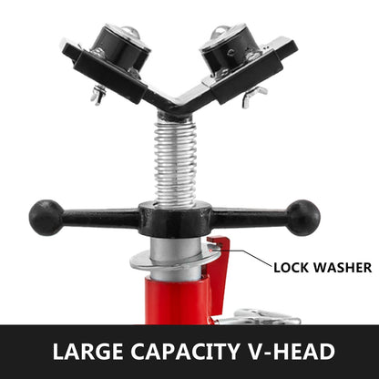 Pipe Jack Stand With 2-Ball Transfer V-Head and Folding Legs 1134 kg Adjustable Height 71.1 cm to 130.8 cm 1107A-type