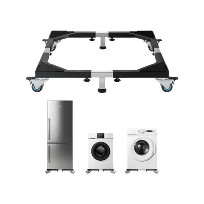Mobil kylstativ, 1200 lbs lastkapacitet, tvättmaskinstativ med 8 låsbara dubbelhjul och 4 bromsar, 23-36,6 tum justerbar möbelvagn för tvättmaskin, kylskåp och torktumlare
