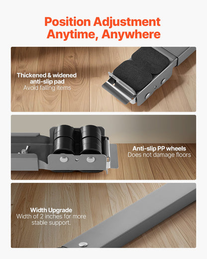 Kraftiga apparathjul, 145 kg lastkapacitet, mobil möbelvagn med justerbar bas för tvättmaskin och torktumlare, utdragbara apparathjul flyttar enkelt tvättmaskiner, grå