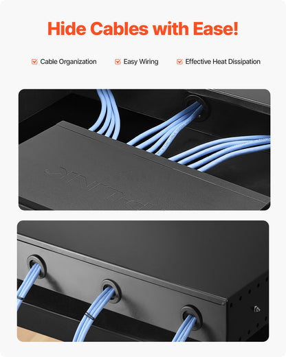 2U Rack Mount Drawer, 22.68 kg Max Load-Bearing, Lockable Server Cabinet Case, Sliding Drawer with Lock and Cable Management Holes, for Network Equipment Server AV Rack or Cabinet Enclosure