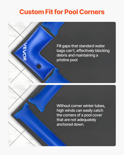 Corner Pool Water Tubes, 4 Pack 570 x 565 mm, Corner Winter Water Bags with Leakproof Screw Cap, 0.4mm Heavy Duty PVC, Cold-Resistant Weights for Inground Swimming Pool Covers