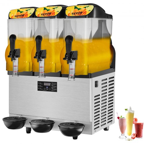 Commercial Slushy Machine, 3 x 12L / 3.2 Gal Triple Bowl, 72 Cups Output, 220V 1300W Stainless Steel Margarita Smoothie Frozen Drink Maker, Slushie Machine for Party Cafe Restaurant Bar Home Use