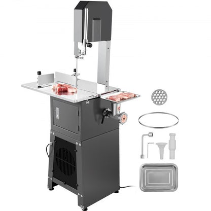 Commercial Electric Meat Bandsaw, 550W Stainless Steel Vertical Bone Sawing Machine, 19.1"x15" Workbench, 7.09 Inch Cutting Thickness, Frozen Meat Cutter with Blade for Rib Pork Beef