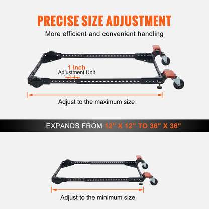 Mobile Base, 500 lbs Weight Capacity, Adjustable from 12" x 12" to 36" x 36", Heavy Duty Universal Mobile Base Stand with Swivel Wheels, for Woodworking Equipment, Bandsaw, Power Tools, Machines