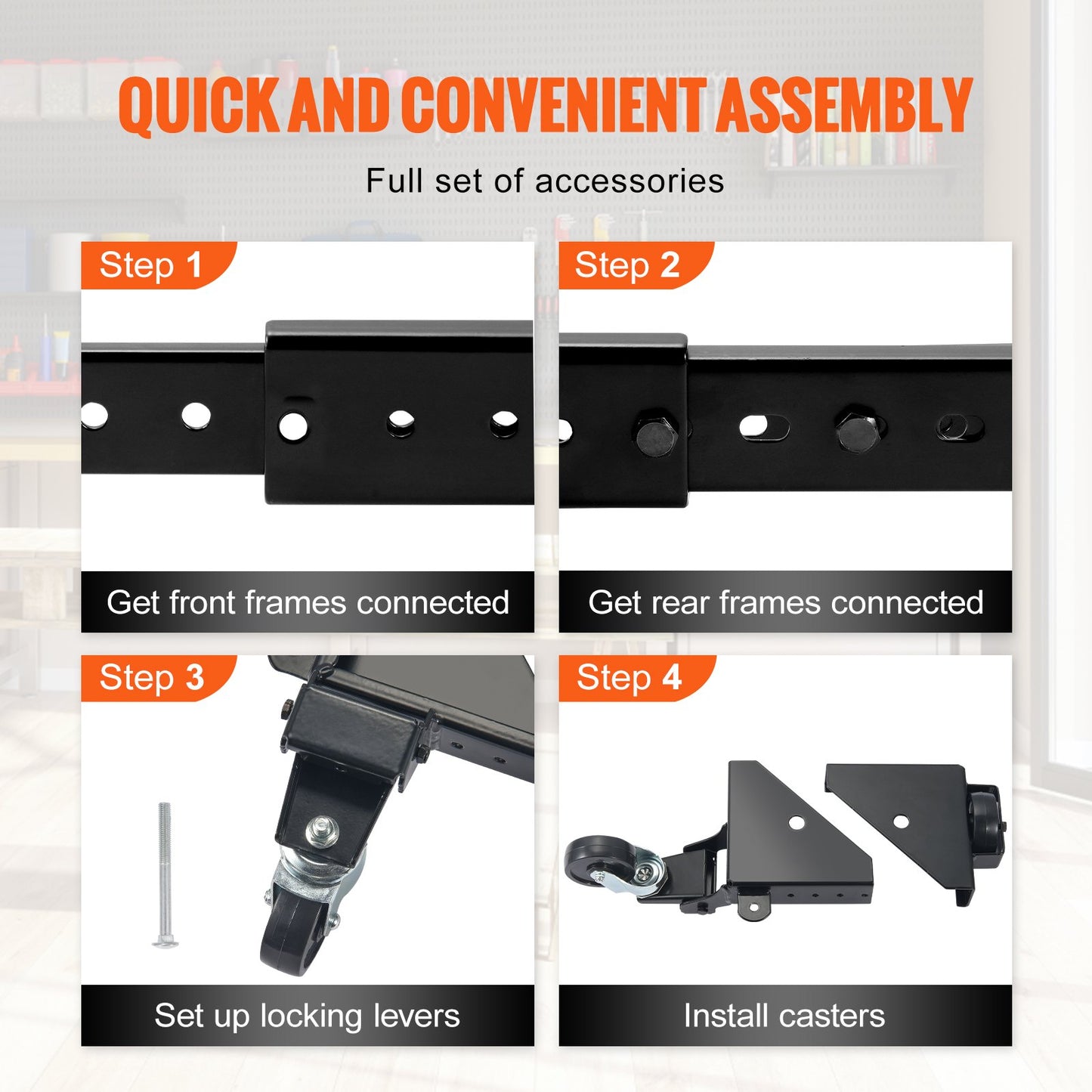 Mobile Base, 500 lbs Weight Capacity, Adjustable from 12" x 12" to 36" x 36", Heavy Duty Universal Mobile Base Stand with Swivel Wheels, for Woodworking Equipment, Bandsaw, Power Tools, Machines