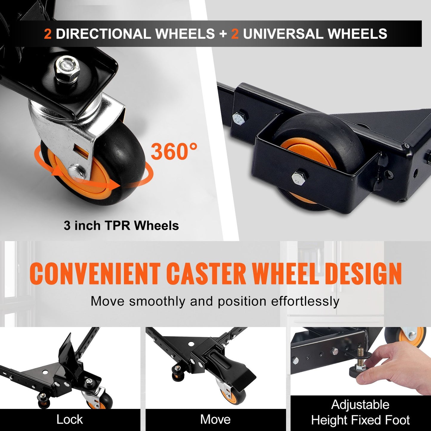 Mobil bas, 280 kg viktkapacitet, justerbar från 30 x 30 cm till 90 x 90 cm, kraftigt universellt mobilt basstativ med svängbara hjul, för träbearbetningsutrustning, bandsåg, elverktyg, maskiner