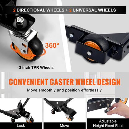 Mobil bas, 280 kg viktkapacitet, justerbar från 30 x 30 cm till 90 x 90 cm, kraftigt universellt mobilt basstativ med svängbara hjul, för träbearbetningsutrustning, bandsåg, elverktyg, maskiner